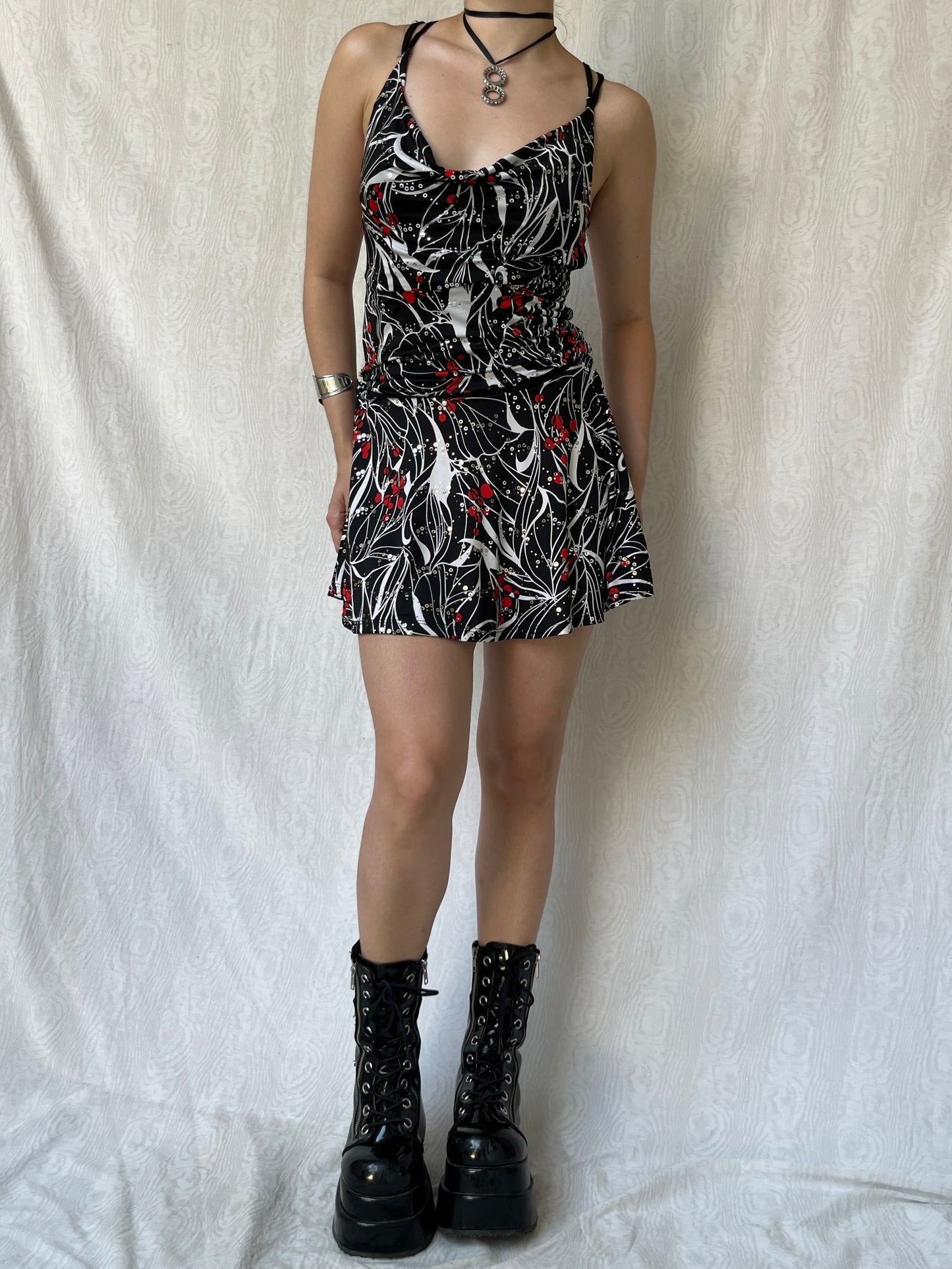 Vintage 00s Clubwear Multi Sparkly Backless Mini Dress (S)