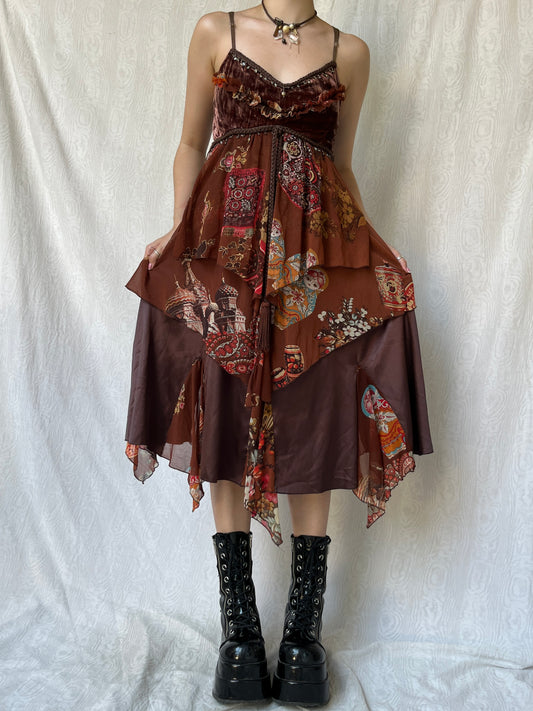 Vintage 00s Witchy Multi Graphic Dress (S/M)