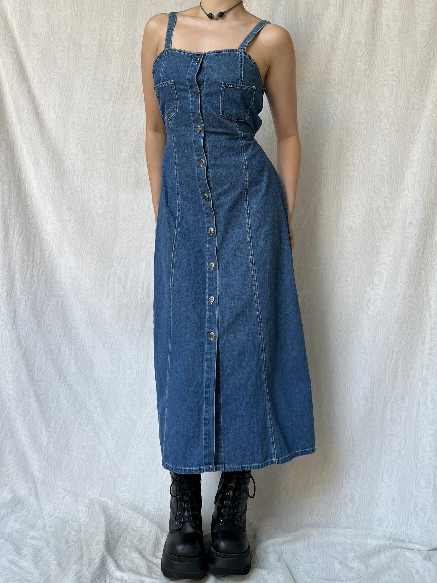 Vintag 90s Downtown Denim Maxi Dress (M)