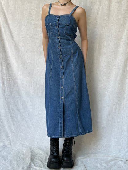 Vintag 90s Downtown Denim Maxi Dress (M)