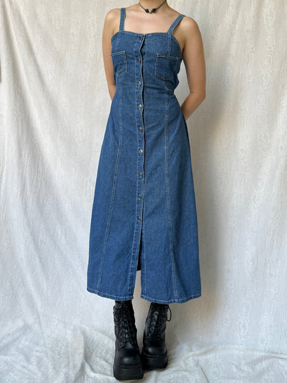 Vintag 90s Downtown Denim Maxi Dress (M)