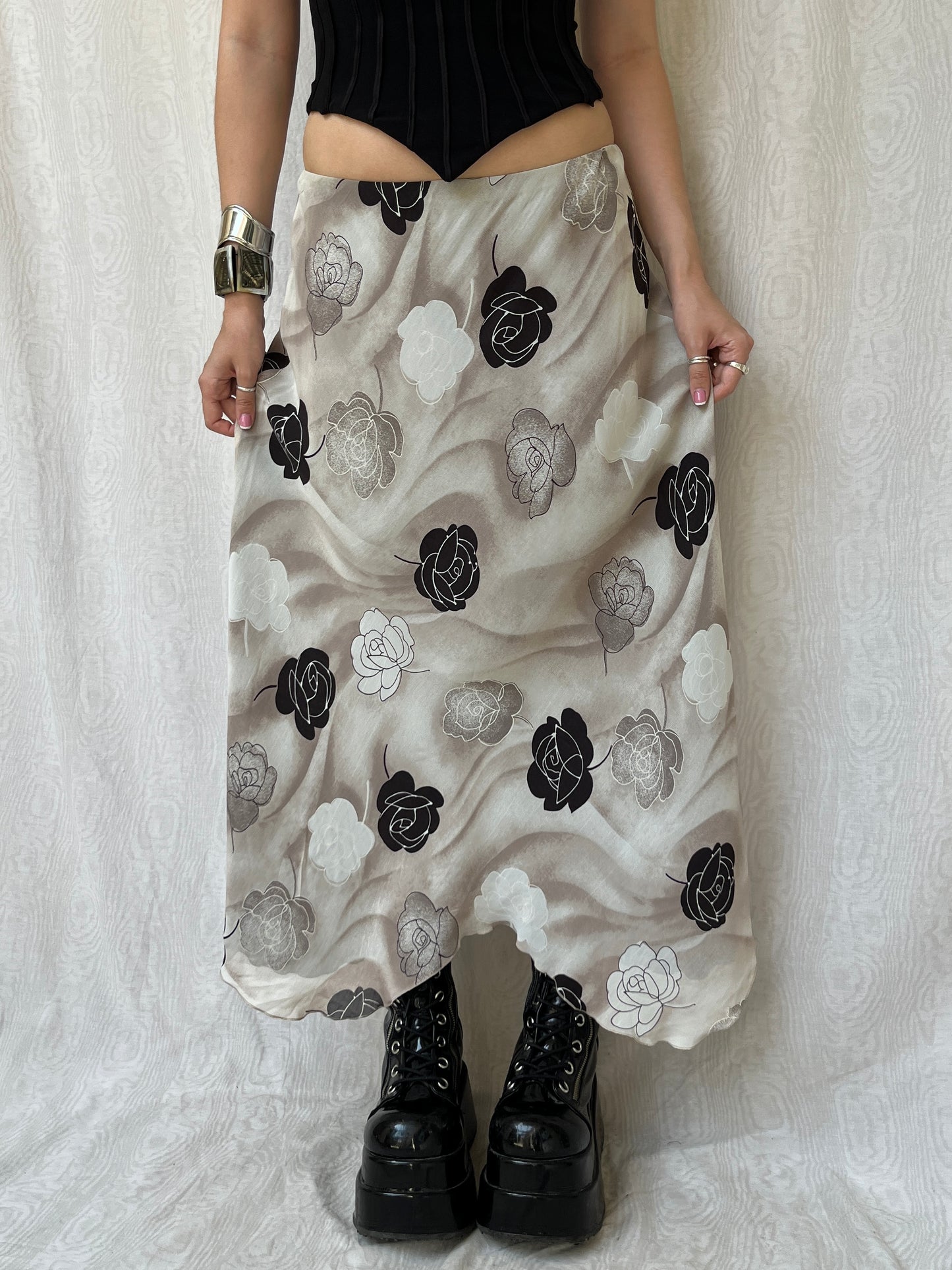 Vintage 90s Fairy Grunge Floral Maxi Skirt (S)