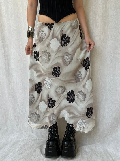 Vintage 90s Fairy Grunge Floral Maxi Skirt (S)