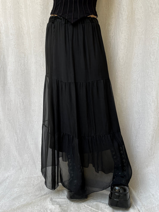 Vintage 00s Goth Tiered Maxi Skirt (XS/S)