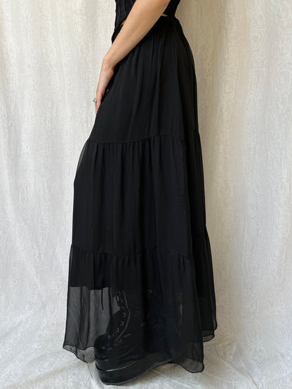 Vintage 00s Goth Tiered Maxi Skirt (XS/S)