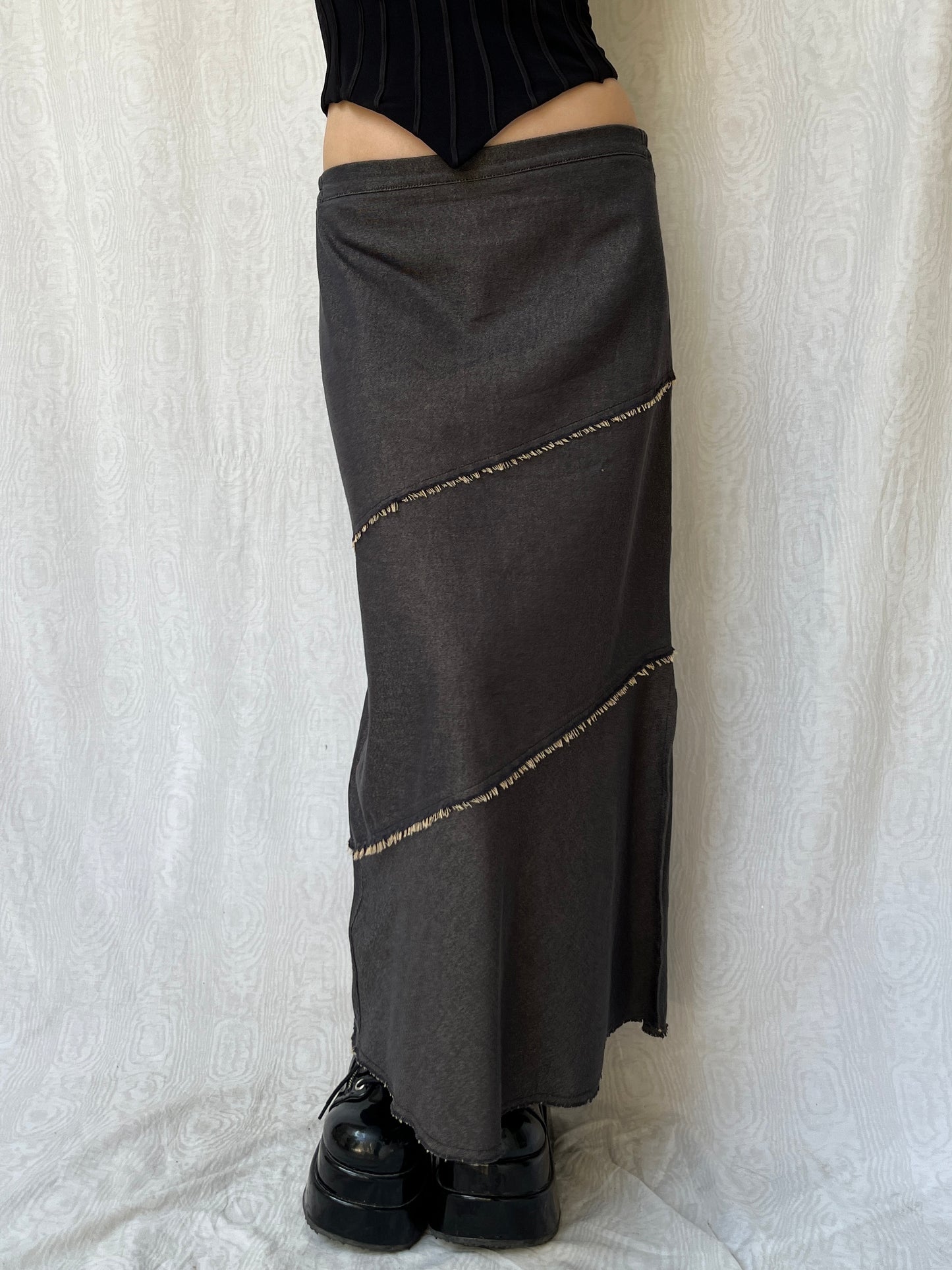 Vintage 00s Rave Smokey Wash Denim Maxi Skirt (M)