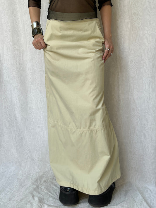 Vintage 00s Rave Beige Maxi Skirt (XS)