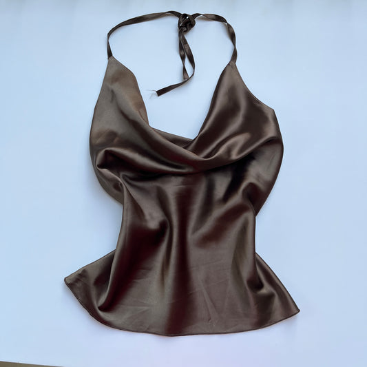 Vintage 00s Clubwear Cowl Neck Halter Top (S)