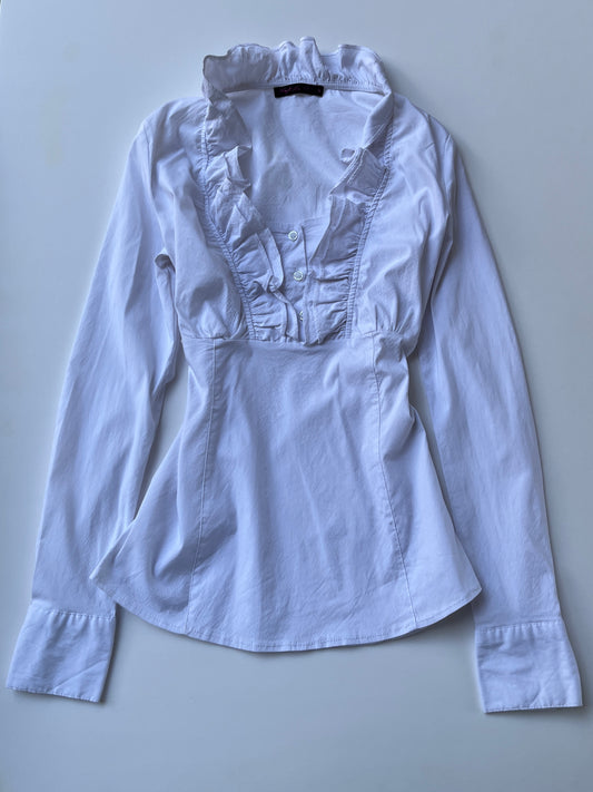 Vintage 00s Elena Gilbert Office Fitted White Top (S)