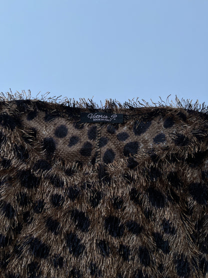 Vintage 00s Eclectic Fuzzy Cheetah Print Top (S)