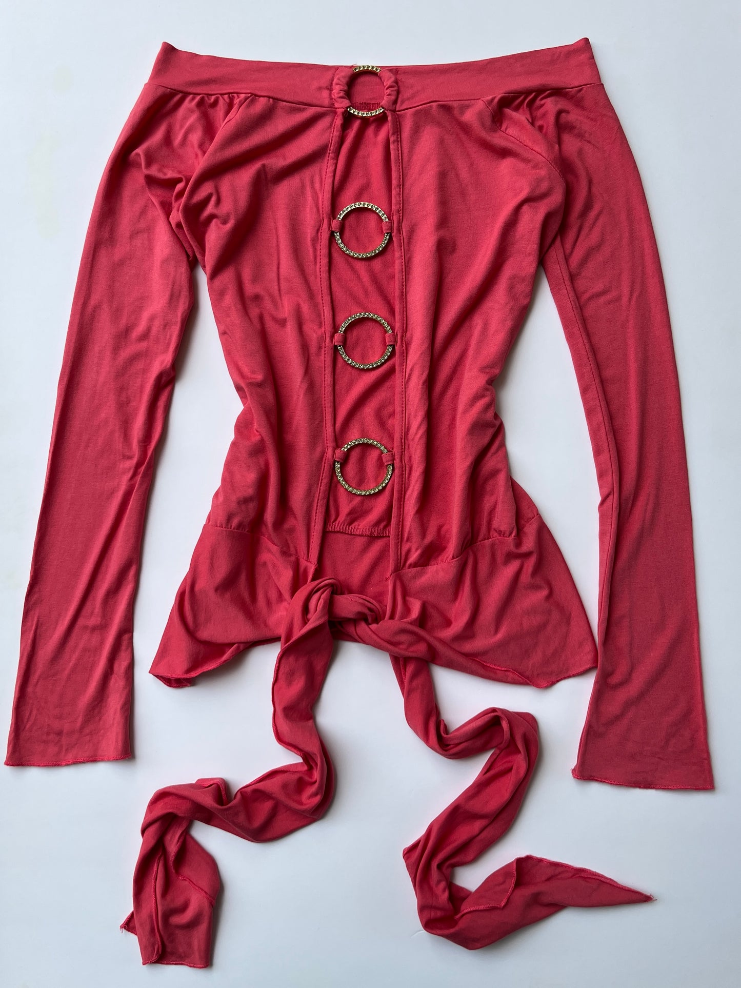 Vintage 00s Clubwear Off-Shoulder Long Sleeve Top (S/M)