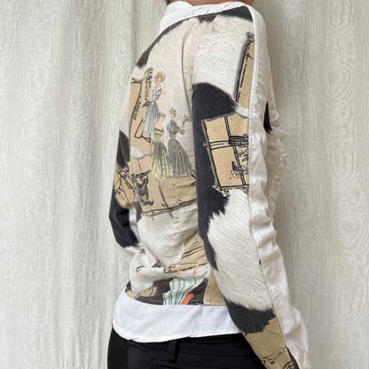 Vintage 00s Eclectic Graphic White Blouse (M)