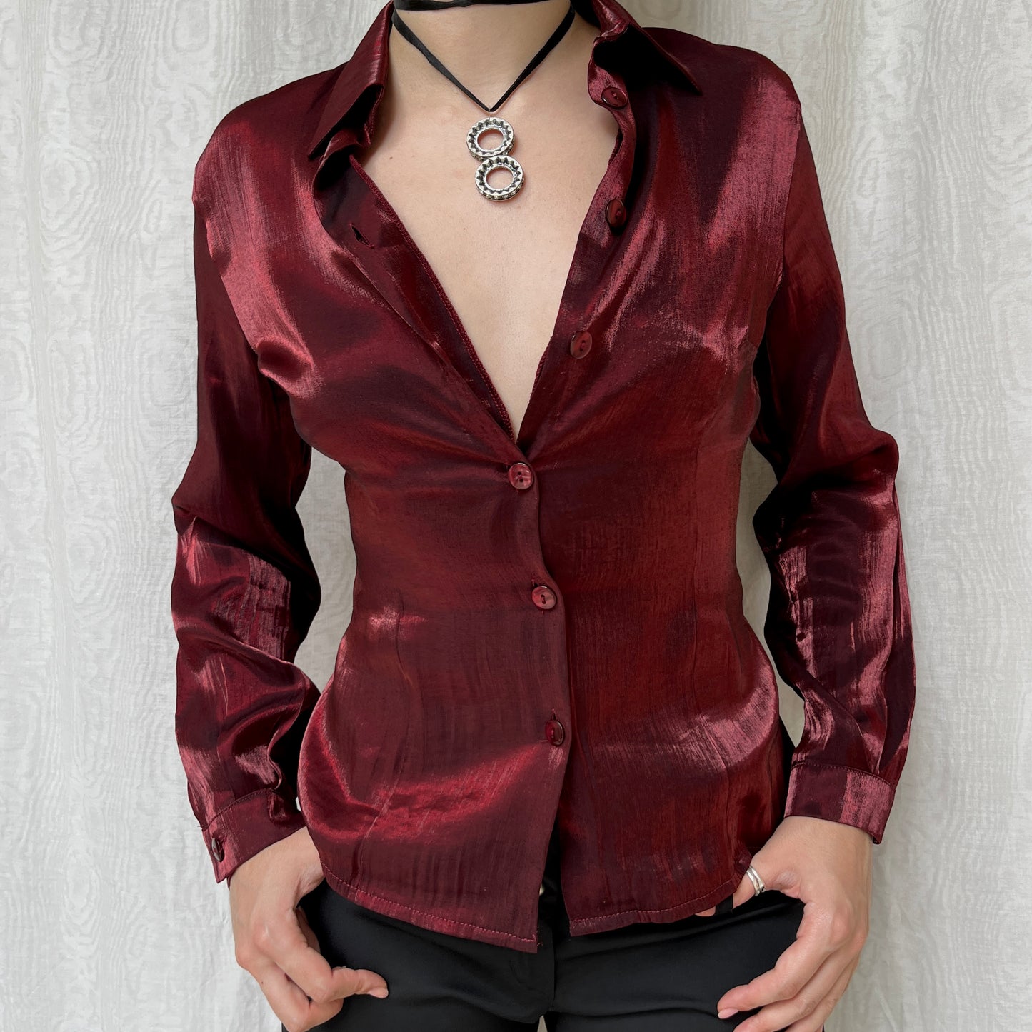 Vintage 00s Vampy Iridescent Blouse (M)
