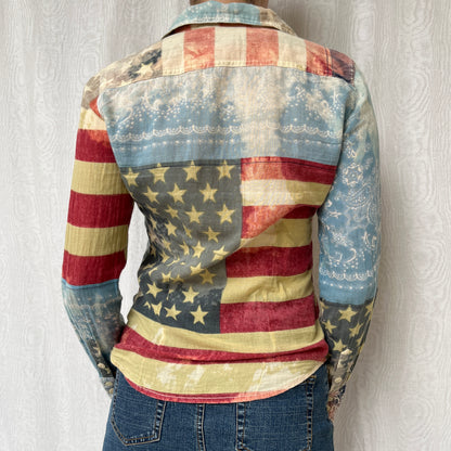 Vintage 00s Eclectic American Flag Ralph Lauren Blouse (S)