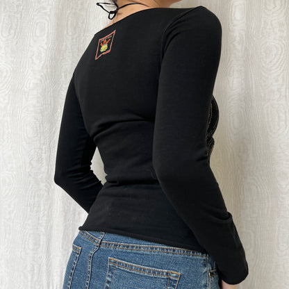 Vintage 00s Eclectic Graphic Rare Lonf Sleeve Top (S)