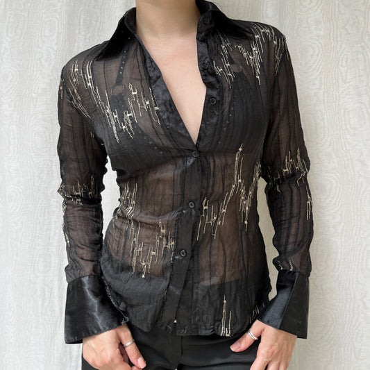 Vintage 00s Office Siren See-Through Blouse (S)