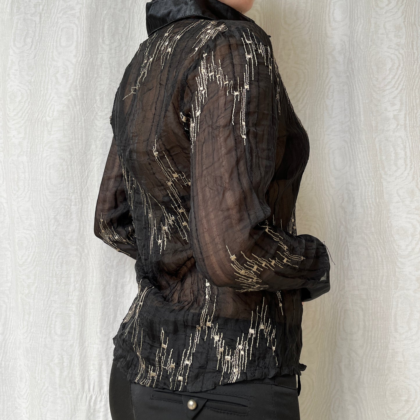 Vintage 00s Office Siren See-Through Blouse (S)