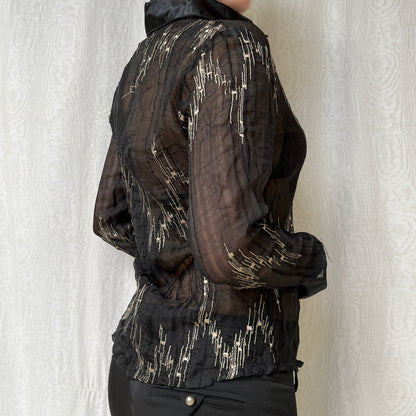 Vintage 00s Office Siren See-Through Blouse (S)