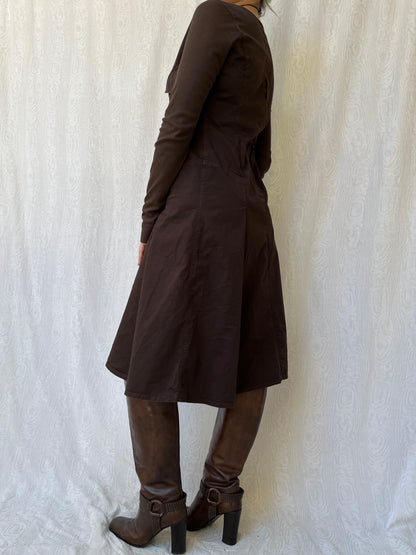 Vintage 00s Archive Cargo Brown Long Sleeve Dress (L)