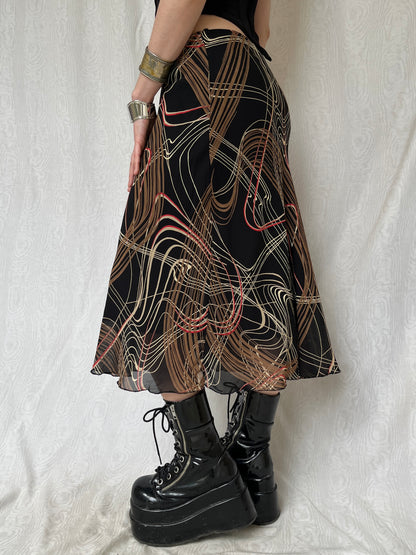 Vintage 90s Eclectic Grunge Maxi Skirt (S)