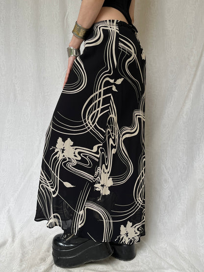 Vintage 90s Grunge Graphic Maxi Skirt (S)
