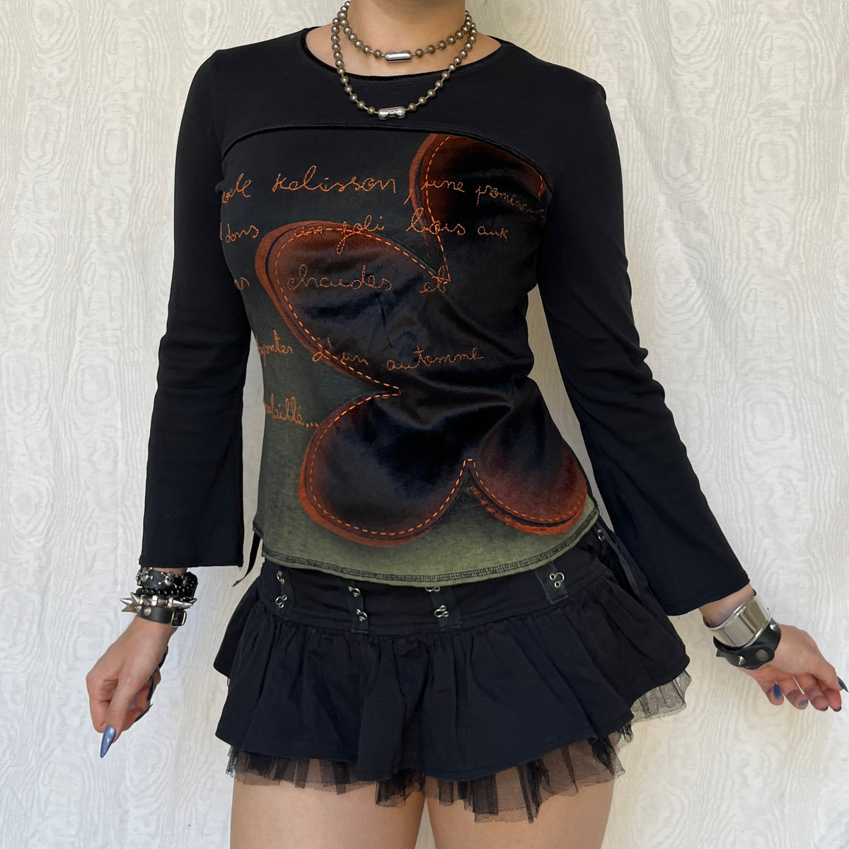 Vintage 00s Fairy Grunge Graphic Long Sleeve Top (S/M)