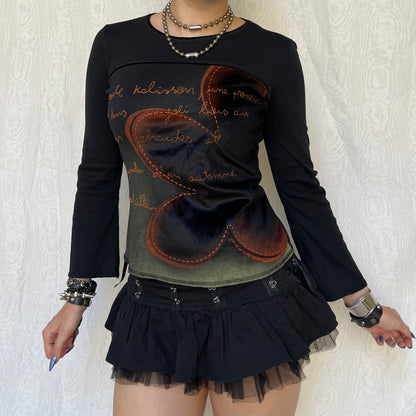 Vintage 00s Fairy Grunge Graphic Long Sleeve Top (S/M)