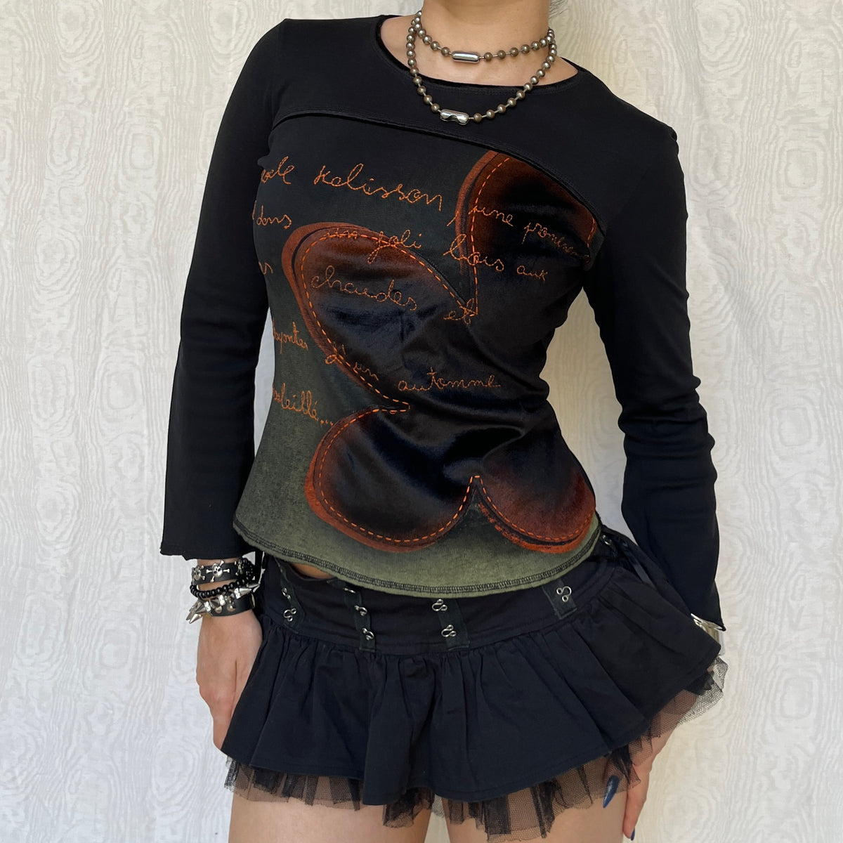 Vintage 00s Fairy Grunge Graphic Long Sleeve Top (S/M)