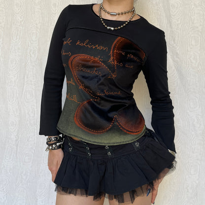 Vintage 00s Fairy Grunge Graphic Long Sleeve Top (S/M)
