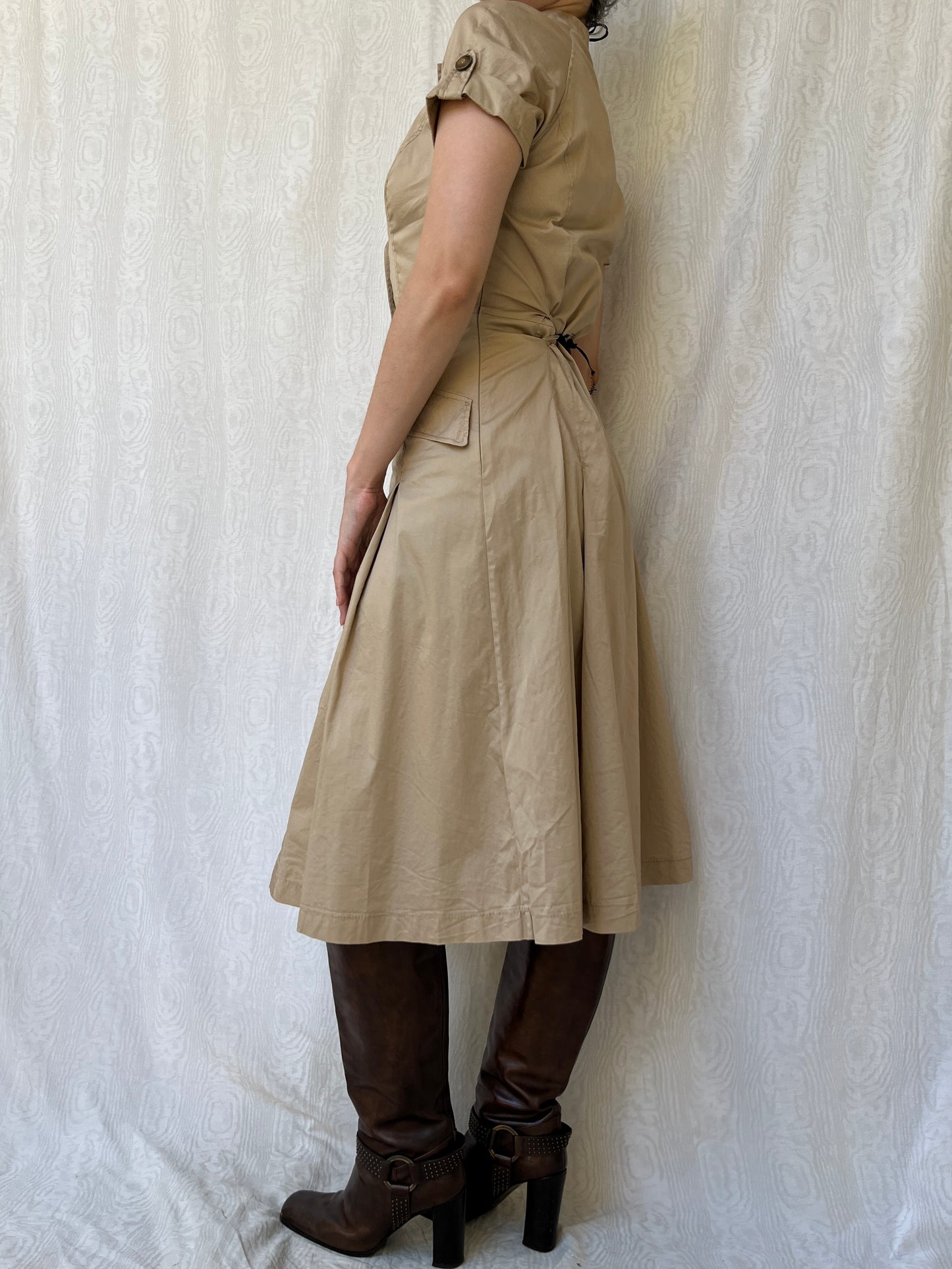 Vintage 00s Downtown Trenchcoat Midi Dress (M)