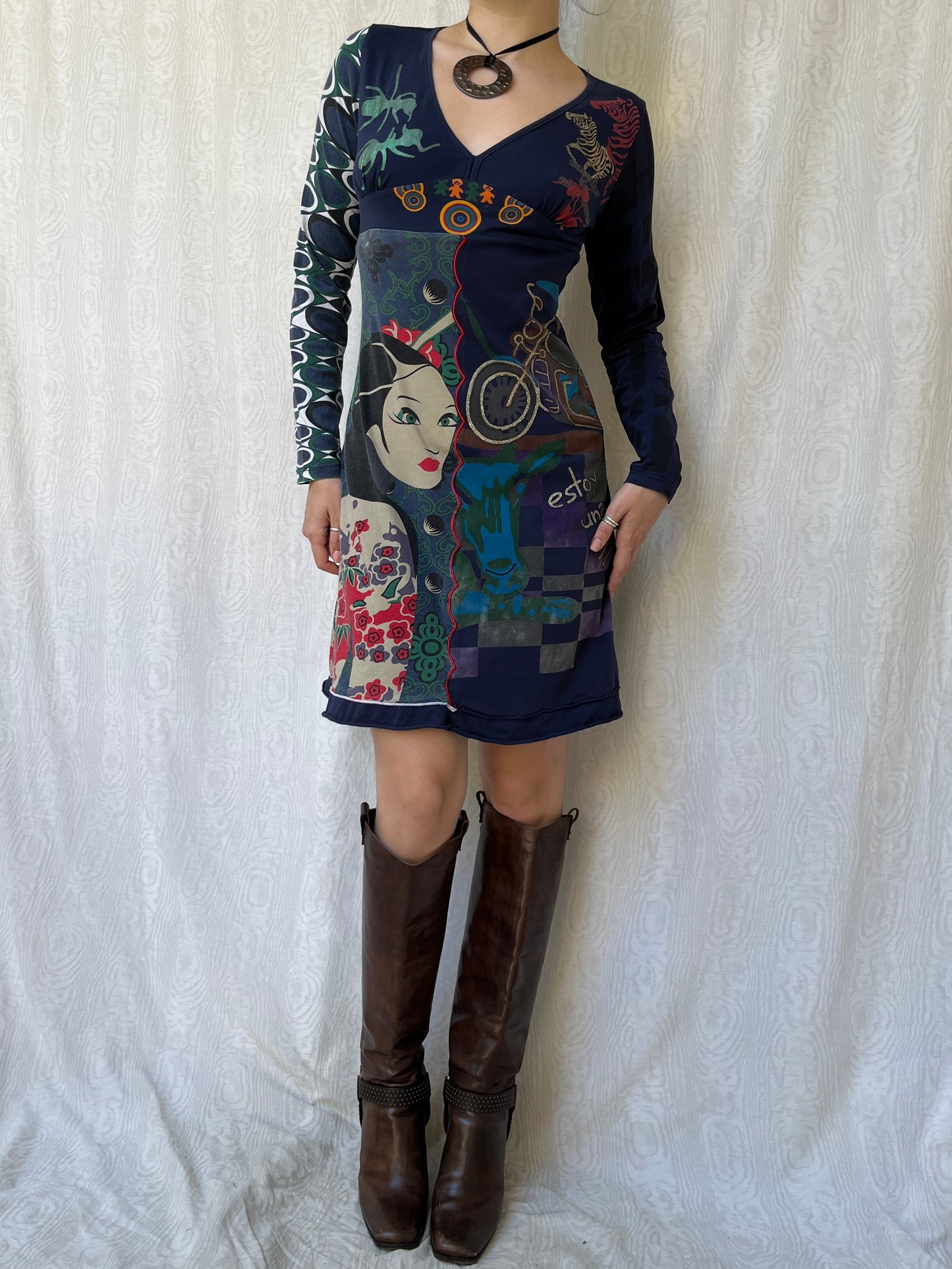 Vintage 00s Eclectic Graphic Mini Dress (S/M)