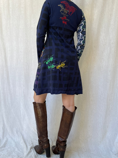 Vintage 00s Eclectic Graphic Mini Dress (S/M)