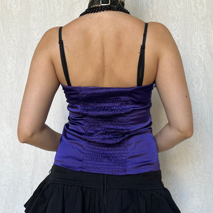 Vintage 00s Clubwear Sequin Purple Strapless Top (M)