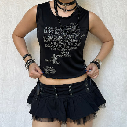 Vintage 00s Clubwear Black Tank Top (S)