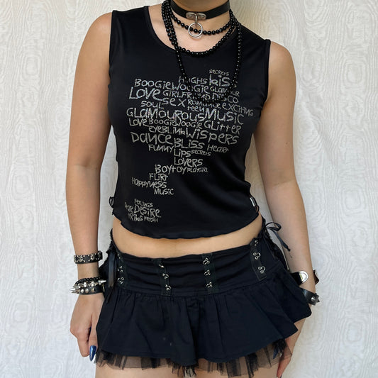 Vintage 00s Clubwear Black Tank Top (S)