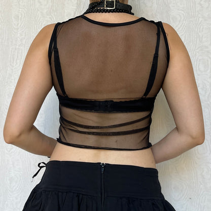 Vintage 00s Clubwear Black Tank Top (S)