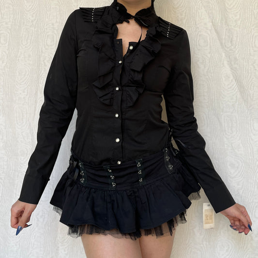 Vintage 00s Deadstock Gothic Lolita Bodysuit Button Up (S/M)