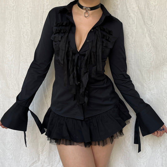 Vintage 00s Corpgoth Black Button Up Top (S)