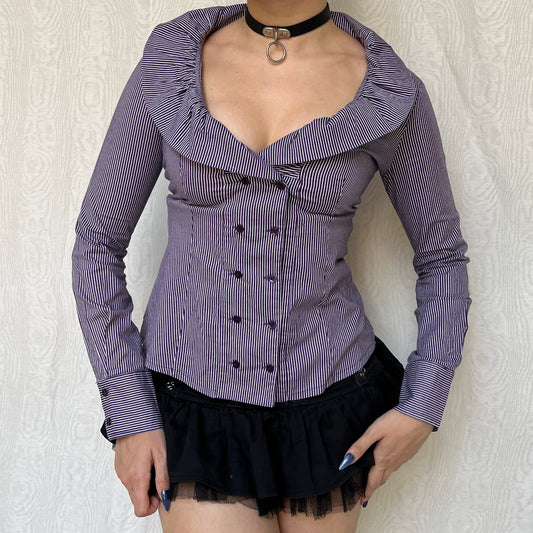 Vintage 00s Corpgoth Two Button Long Sleeve Top (S)