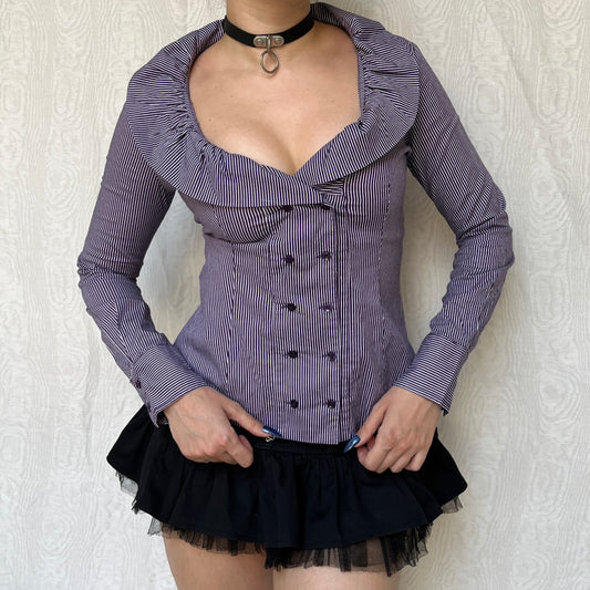 Vintage 00s Corpgoth Two Button Long Sleeve Top (S)