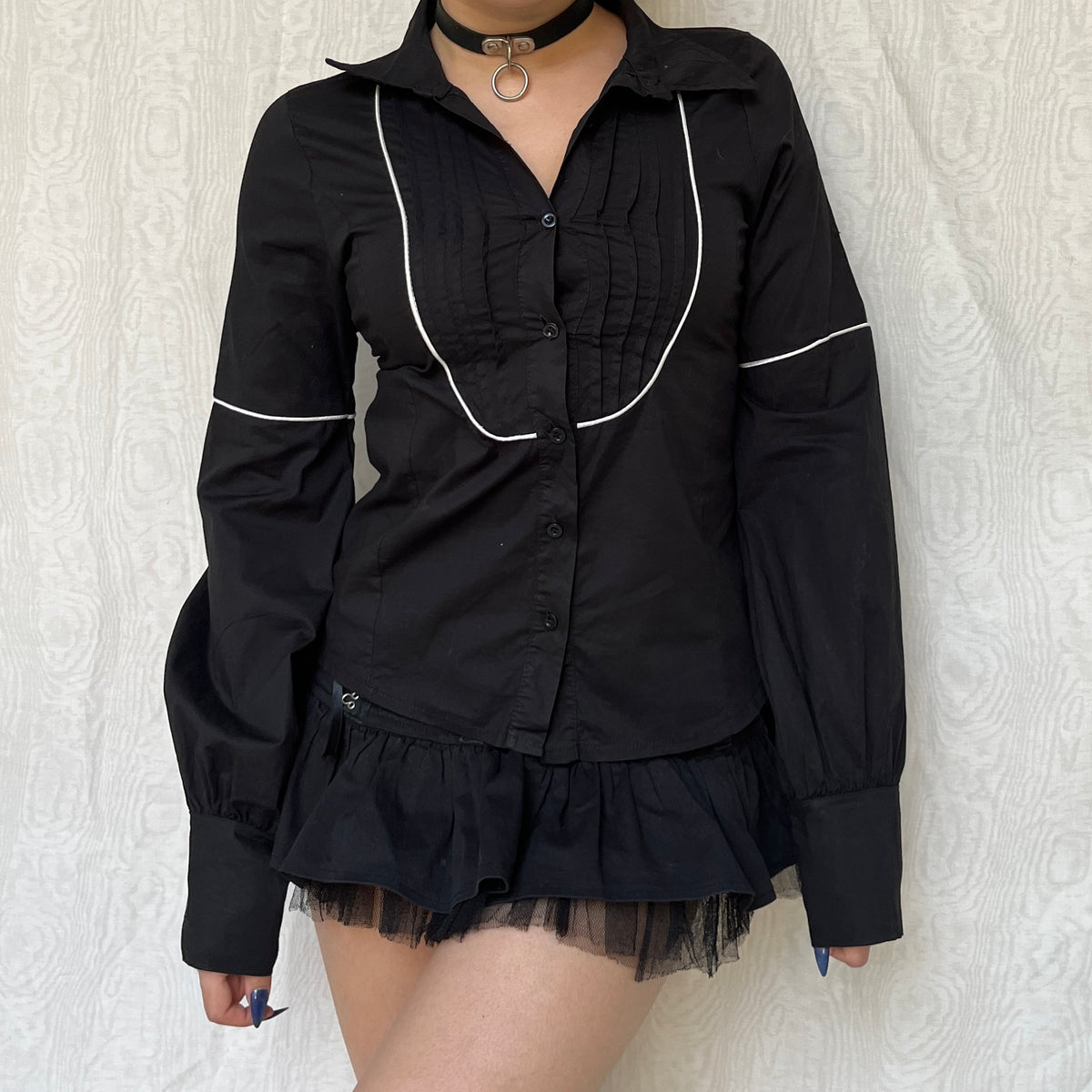 Vintage 00s Gothic Lolita Button Up Top (S/M)