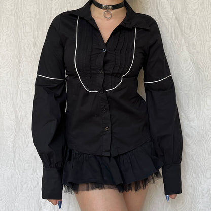 Vintage 00s Gothic Lolita Button Up Top (S/M)
