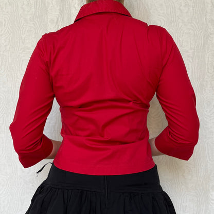 Vintage 00s Office Siren Red Blouse (S)
