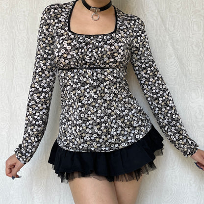 Vintage 00s Fairy Grunge Long Sleeve Babydoll Top (S)