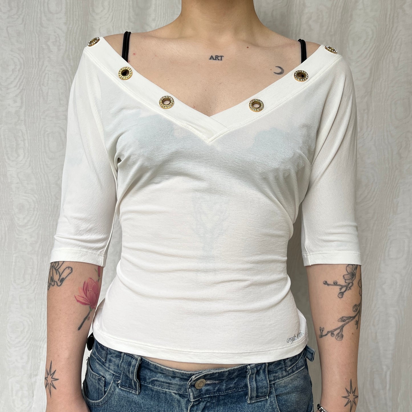 Vintage 00s Eclectic Dolman White Top (S)