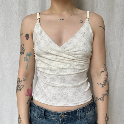 Vintage 00s Deadstock Clubwear Glittery White Top (S)