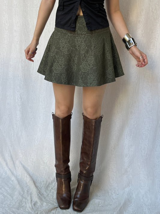 Vintage 00s Fairy Green Lace Mini Skirt (S)