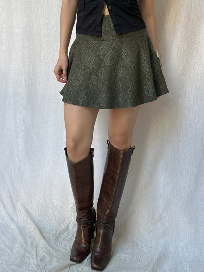 Vintage 00s Fairy Green Lace Mini Skirt (S)