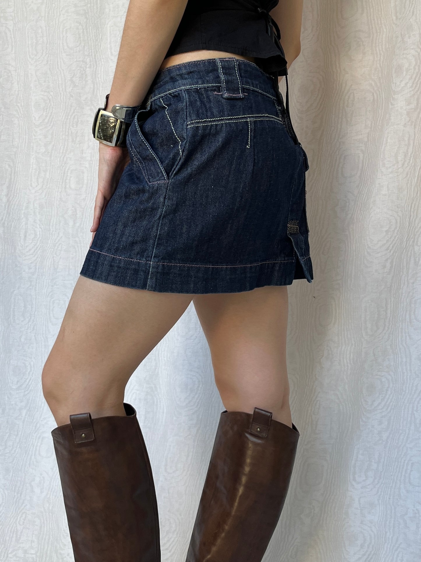 Vintage 00s Downtown Denim Mini Skirt (M)