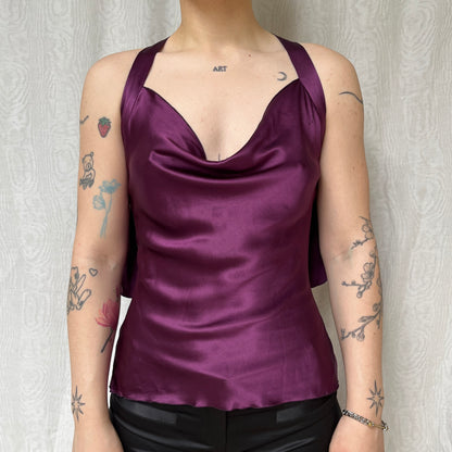 Vintage 00s Clubwear Cowl Purple Top (S)